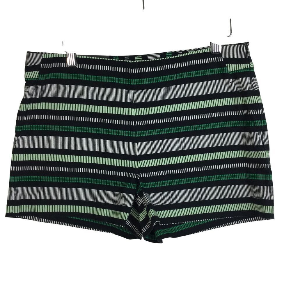 Banana Republic Womens Cotton Striped Stretch Pull On Shorts Green Multi 6 NWT